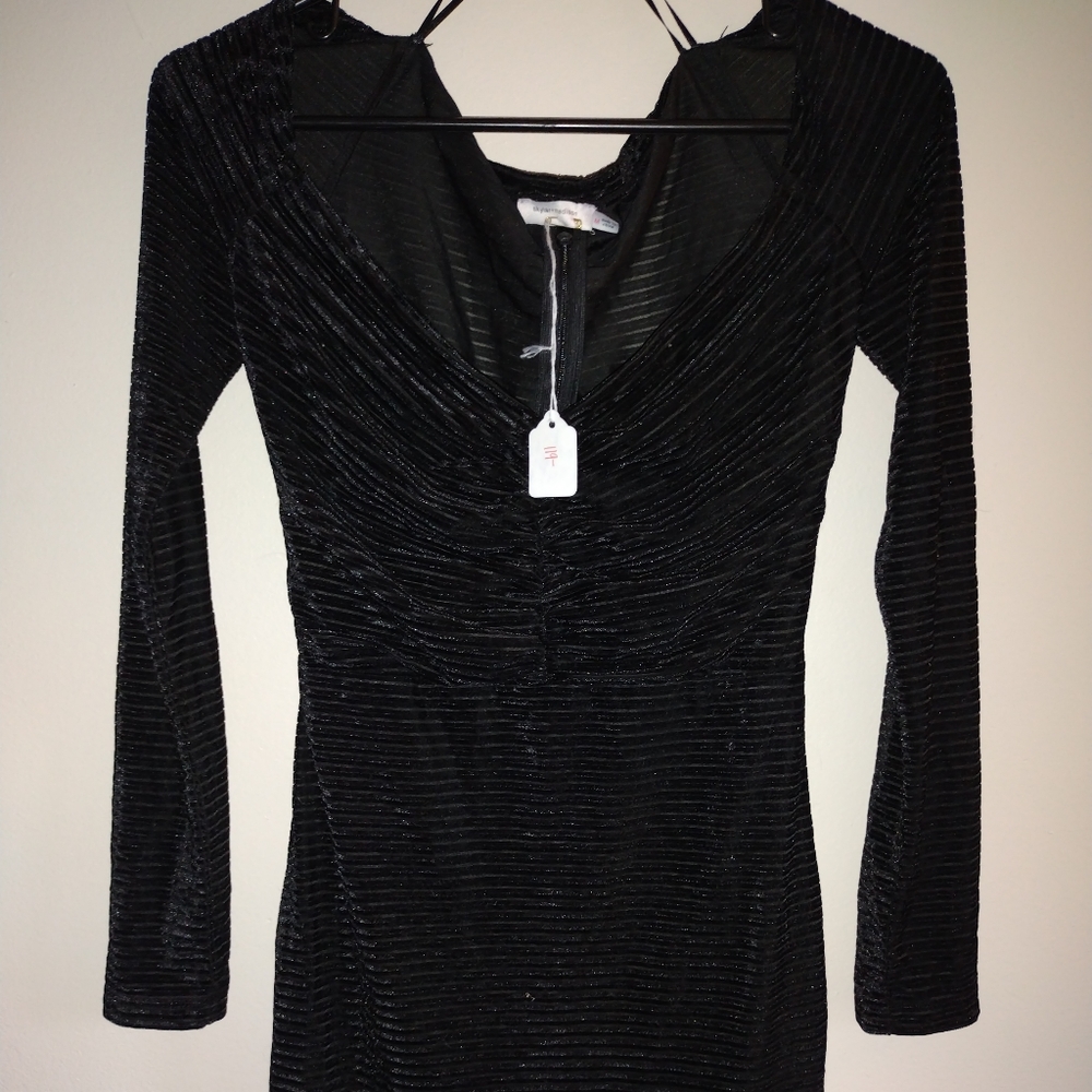 Sheer velvet long sleeve dress